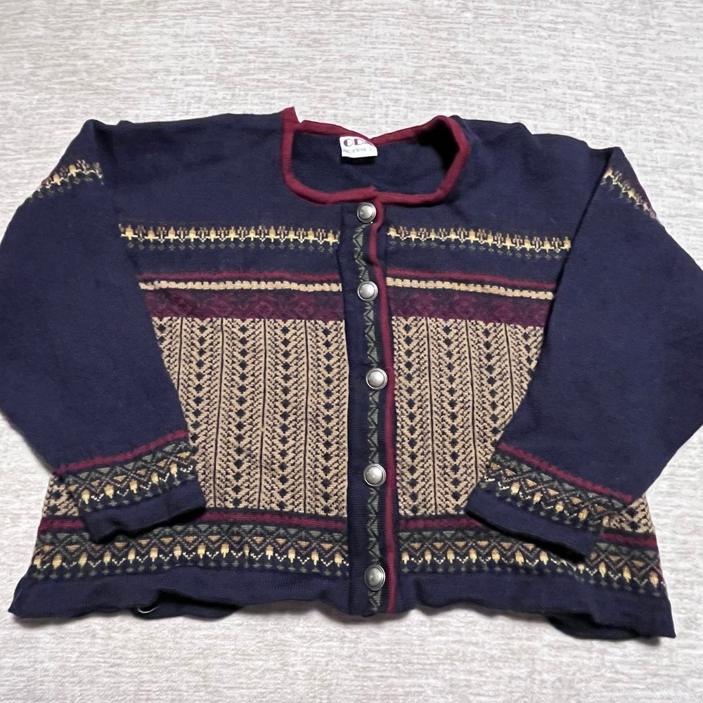 ODA of Norway 100% Pure New Wool Cardigan Sweater Women's Nordic Pattern Button